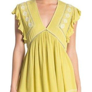 FREE PEOPLE Womens Tunic Relaxed Chartreuse Yellow